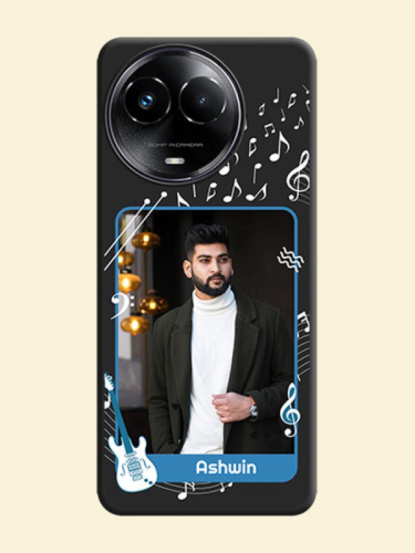 Musical Theme Design with Text on Photo On Space Black Custom Soft Matte Mobile Back Cover - Realme 11X 5G