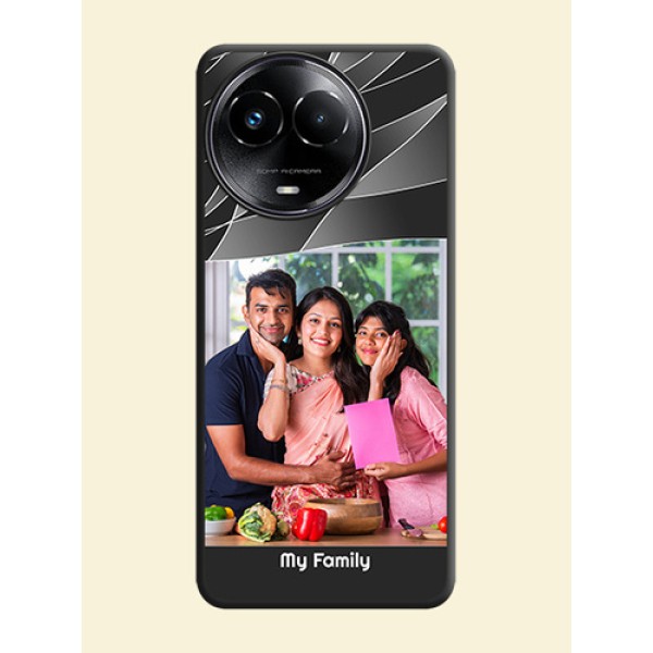 Mixed Wave Lines on Photo On Space Black Custom Soft Matte Mobile Back Cover - Realme 11X 5G Mixed Wave Lines on Photo On Space Black Custom Soft Matte Mobile Back Cover - Realme 11X 5G