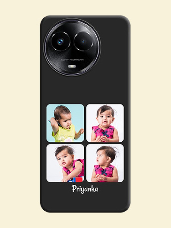 Floral Art with 6 Image Holder on Photo On Space Black Custom Soft Matte Mobile Back Cover - Realme 11X 5G