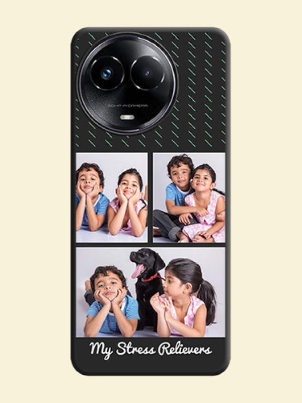 Cross Dotted Pattern with 2 Image Holder On Space Black Custom Soft Matte Mobile Back Cover - Realme 11X 5G