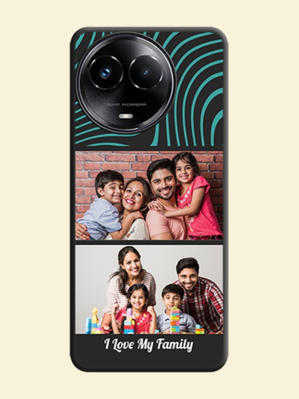 Wave Pattern with 2 Image Holder On Space Black Custom Soft Matte Mobile Back Cover - Realme 11X 5G