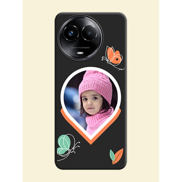 Upload Pic With Simple Butterly Design On Space Black Custom Soft Matte Mobile Back Cover - Realme 11X 5G Upload Pic With Simple Butterly Design On Space Black Custom Soft Matte Mobile Back Cover - Realme 11X 5G