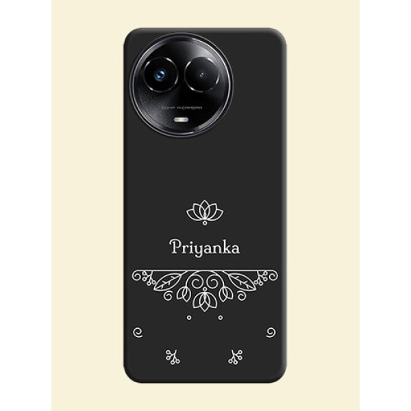 Lotus Garden Custom Text On Space Black Custom Soft Matte Mobile Back Cover - Realme 11X 5G Lotus Garden Custom Text On Space Black Custom Soft Matte Mobile Back Cover - Realme 11X 5G