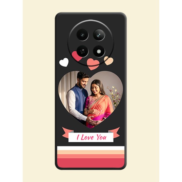 Love Shaped Photo with Colorful Stripes on Personalised Space Black Soft Matte Cases - Realme 12 5G Love Shaped Photo with Colorful Stripes on Personalised Space Black Soft Matte Cases - Realme 12 5G