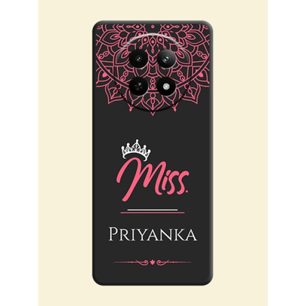 Mrs Name with Floral Design on Space Black Personalized Soft Matte Phone Covers - Realme 12 5G Mrs Name with Floral Design on Space Black Personalized Soft Matte Phone Covers - Realme 12 5G