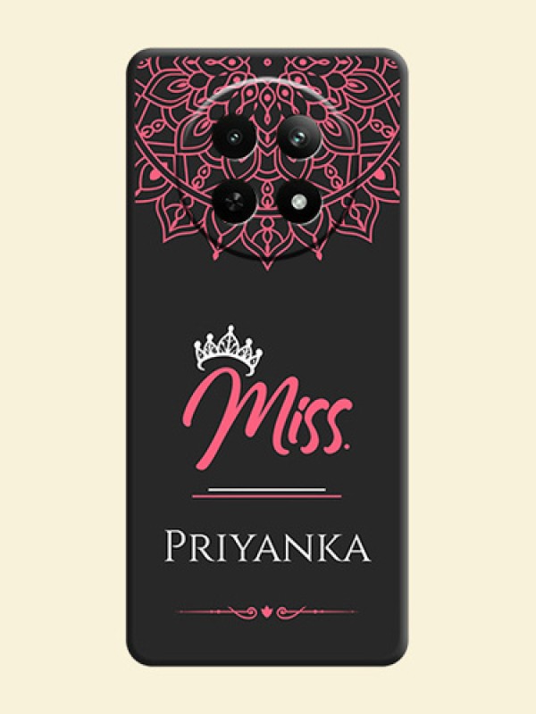 Mrs Name with Floral Design on Space Black Personalized Soft Matte Phone Covers - Realme 12 5G