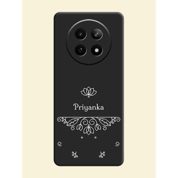 Lotus Garden Custom Text On Space Black Personalized Soft Matte Phone Covers - Realme 12 5G Lotus Garden Custom Text On Space Black Personalized Soft Matte Phone Covers - Realme 12 5G
