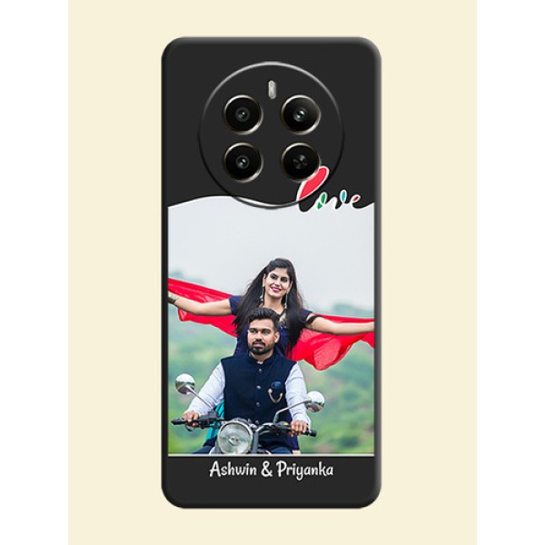 Fall in Love Pattern with Picture - Photo on Space Black Soft Matte Mobile Case - Realme 12 Plus 5G Fall in Love Pattern with Picture - Photo on Space Black Soft Matte Mobile Case - Realme 12 Plus 5G