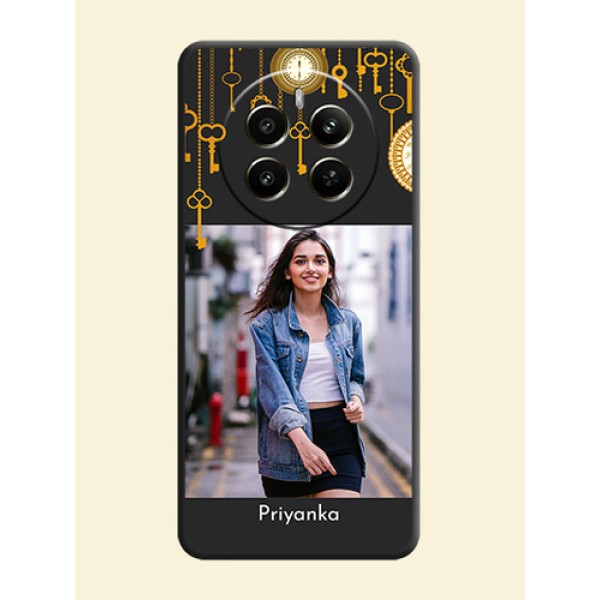 Decorative Design with Text on Space Black Custom Soft Matte Back Cover - Realme 12 Plus 5G Decorative Design with Text on Space Black Custom Soft Matte Back Cover - Realme 12 Plus 5G
