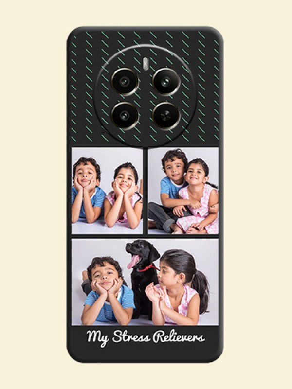 Cross Dotted Pattern with 2 Image Holder on Personalised Space Black Soft Matte Cases - Realme 12 Plus 5G