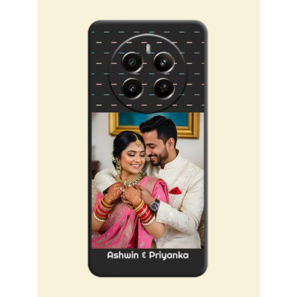 Line Pattern Design with Text on Space Black Custom Soft Matte Phone Back Cover - Realme 12 Plus 5G Line Pattern Design with Text on Space Black Custom Soft Matte Phone Back Cover - Realme 12 Plus 5G
