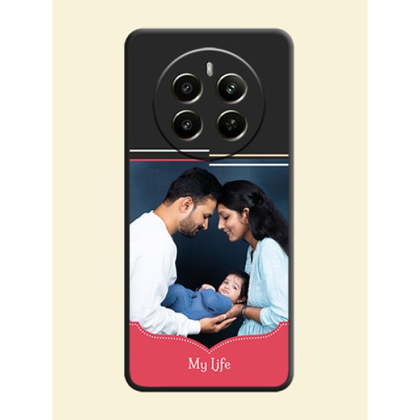 Classic Plain Design with Name - Photo on Space Black Soft Matte Phone Cover - Realme 12 Plus 5G