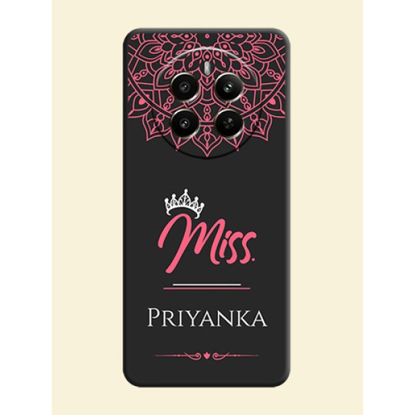 Mrs Name with Floral Design on Space Black Personalized Soft Matte Phone Covers - Realme 12 Plus 5G Mrs Name with Floral Design on Space Black Personalized Soft Matte Phone Covers - Realme 12 Plus 5G