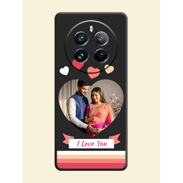 Love Shaped Photo with Colorful Stripes on Personalised Space Black Soft Matte Cases - Realme 12 Pro 5G Love Shaped Photo with Colorful Stripes on Personalised Space Black Soft Matte Cases - Realme 12 Pro 5G