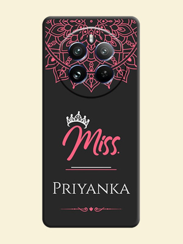 Mrs Name with Floral Design on Space Black Personalized Soft Matte Phone Covers - Realme 12 Pro 5G