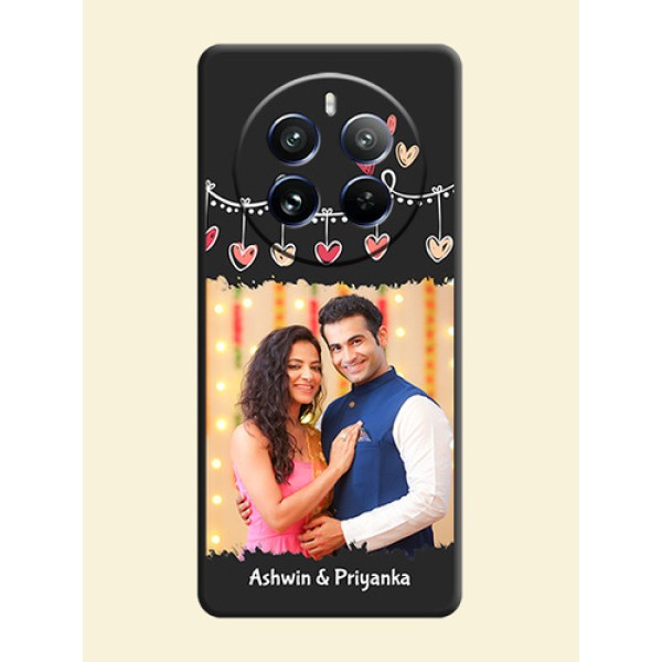 Pink Love Hangings with Name on Space Black Custom Soft Matte Phone Cases - Realme 12 Pro Plus 5G Pink Love Hangings with Name on Space Black Custom Soft Matte Phone Cases - Realme 12 Pro Plus 5G