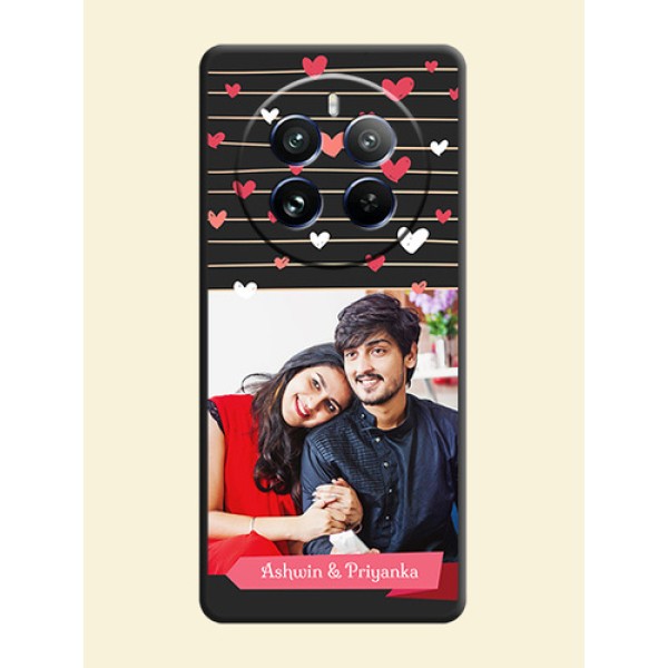 Love Pattern with Name on Pink Ribbon - Photo on Space Black Soft Matte Back Cover - Realme 12 Pro Plus 5G Love Pattern with Name on Pink Ribbon - Photo on Space Black Soft Matte Back Cover - Realme 12 Pro Plus 5G