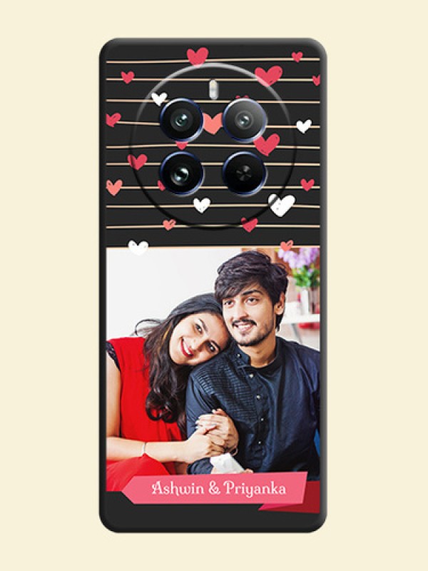 Love Pattern with Name on Pink Ribbon - Photo on Space Black Soft Matte Back Cover - Realme 12 Pro Plus 5G