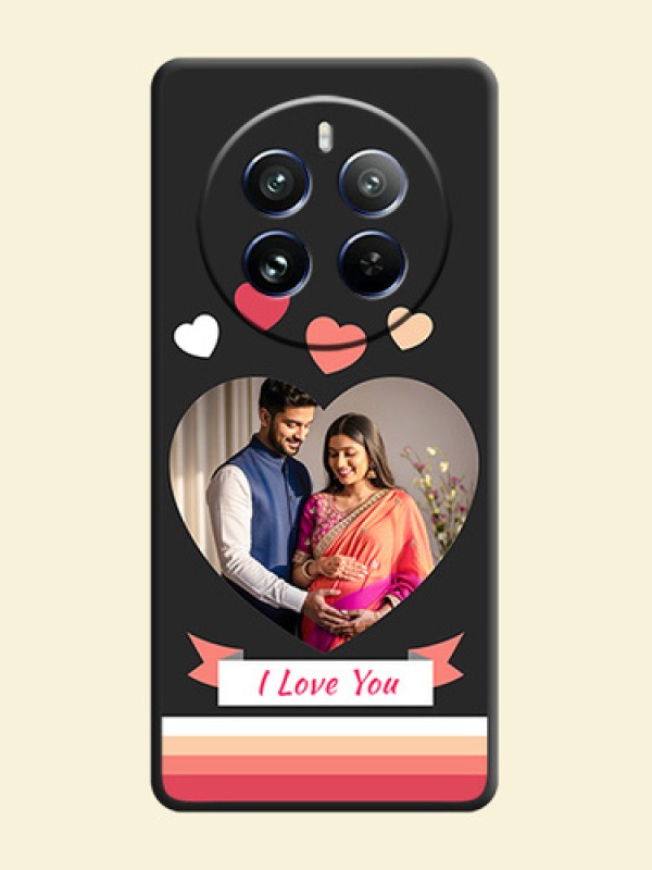 Love Shaped Photo with Colorful Stripes on Personalised Space Black Soft Matte Cases - Realme 12 Pro Plus 5G
