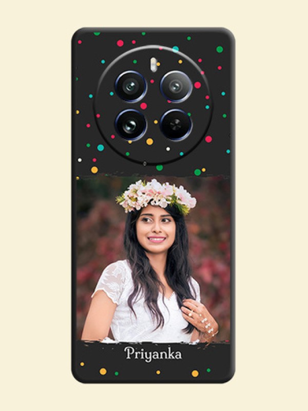 Multicolor Dotted Pattern with Text on Space Black Custom Soft Matte Phone Back Cover - Realme 12 Pro Plus 5G
