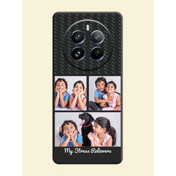Cross Dotted Pattern with 2 Image Holder on Personalised Space Black Soft Matte Cases - Realme 12 Pro Plus 5G Cross Dotted Pattern with 2 Image Holder on Personalised Space Black Soft Matte Cases - Realme 12 Pro Plus 5G