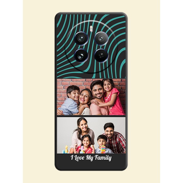 Wave Pattern with 2 Image Holder on Space Black Personalized Soft Matte Phone Covers - Realme 12 Pro Plus 5G Wave Pattern with 2 Image Holder on Space Black Personalized Soft Matte Phone Covers - Realme 12 Pro Plus 5G