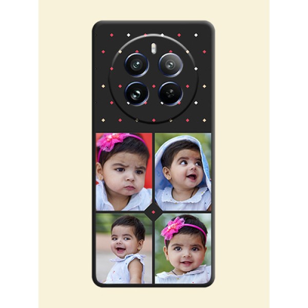 Multicolor Dotted Pattern with 4 Image Holder on Space Black Custom Soft Matte Phone Cases - Realme 12 Pro Plus 5G Multicolor Dotted Pattern with 4 Image Holder on Space Black Custom Soft Matte Phone Cases - Realme 12 Pro Plus 5G