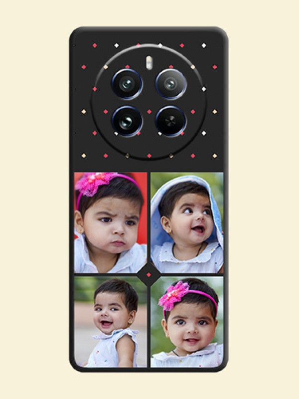 Multicolor Dotted Pattern with 4 Image Holder on Space Black Custom Soft Matte Phone Cases - Realme 12 Pro Plus 5G