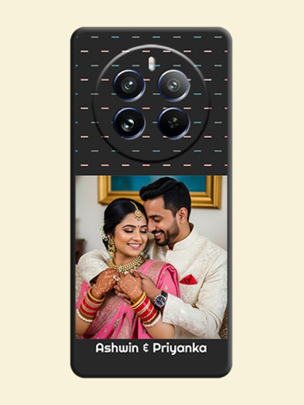 Line Pattern Design with Text on Space Black Custom Soft Matte Phone Back Cover - Realme 12 Pro Plus 5G