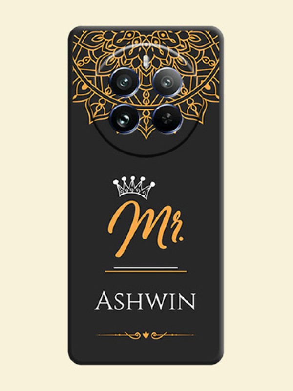 Mr Name with Floral Design on Personalised Space Black Soft Matte Cases - Realme 12 Pro Plus 5G