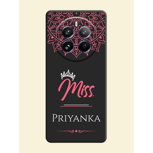 Mrs Name with Floral Design on Space Black Personalized Soft Matte Phone Covers - Realme 12 Pro Plus 5G Mrs Name with Floral Design on Space Black Personalized Soft Matte Phone Covers - Realme 12 Pro Plus 5G