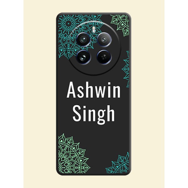 Your Name with Floral Design on Space Black Custom Soft Matte Back Cover - Realme 12 Pro Plus 5G Your Name with Floral Design on Space Black Custom Soft Matte Back Cover - Realme 12 Pro Plus 5G