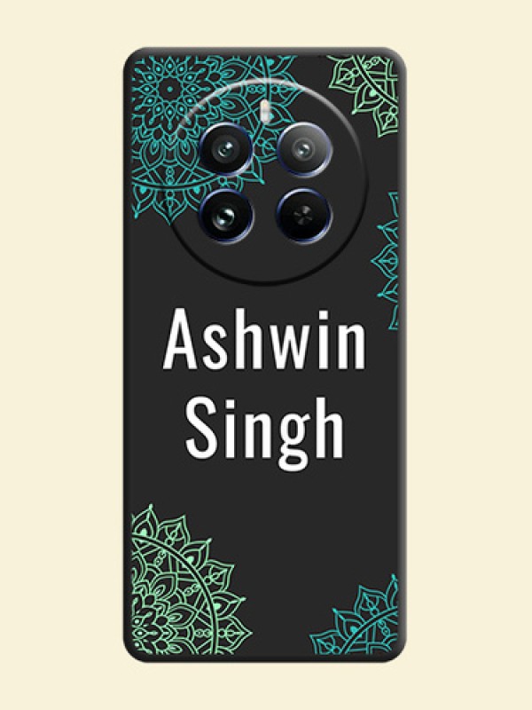 Your Name with Floral Design on Space Black Custom Soft Matte Back Cover - Realme 12 Pro Plus 5G