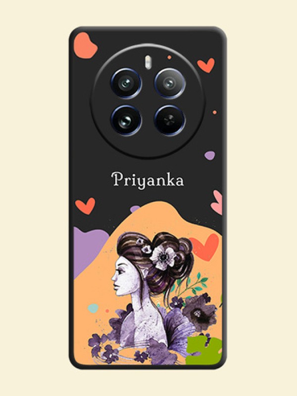 Namecase For Her With Fancy Lady Image On Space Black Personalized Soft Matte Phone Covers - Realme 12 Pro Plus 5G