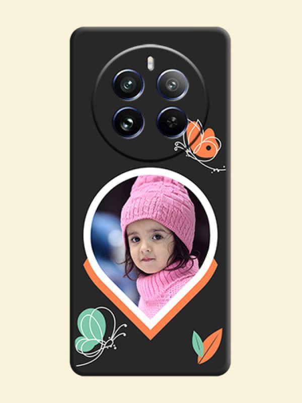Upload Pic With Simple Butterly Design On Space Black Personalized Soft Matte Phone Covers - Realme 12 Pro Plus 5G