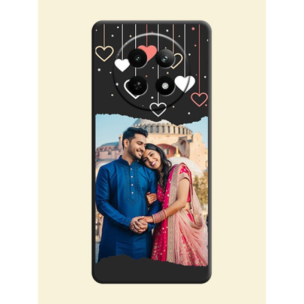 Love Hangings with Splash Wave Picture on Space Black Custom Soft Matte Phone Back Cover - Realme 12X 5G Love Hangings with Splash Wave Picture on Space Black Custom Soft Matte Phone Back Cover - Realme 12X 5G