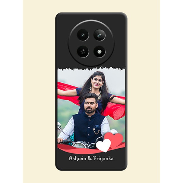Pink Color Love Shaped Ribbon Design with Text on Space Black Custom Soft Matte Phone Back Cover - Realme 12X 5G Pink Color Love Shaped Ribbon Design with Text on Space Black Custom Soft Matte Phone Back Cover - Realme 12X 5G