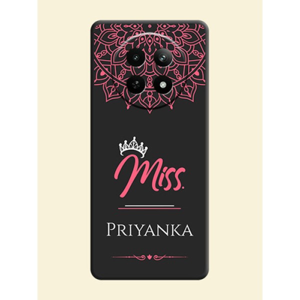 Mrs Name with Floral Design on Space Black Personalized Soft Matte Phone Covers - Realme 12X 5G Mrs Name with Floral Design on Space Black Personalized Soft Matte Phone Covers - Realme 12X 5G
