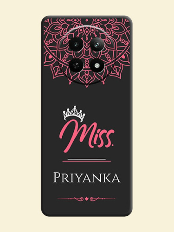 Mrs Name with Floral Design on Space Black Personalized Soft Matte Phone Covers - Realme 12X 5G