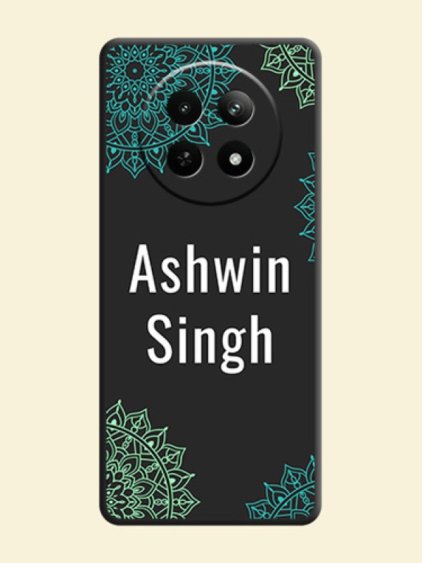Your Name with Floral Design on Space Black Custom Soft Matte Back Cover - Realme 12X 5G