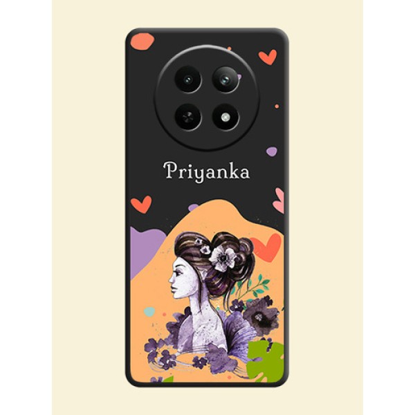 Namecase For Her With Fancy Lady Image On Space Black Personalized Soft Matte Phone Covers - Realme 12X 5G Namecase For Her With Fancy Lady Image On Space Black Personalized Soft Matte Phone Covers - Realme 12X 5G