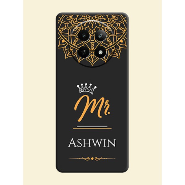 Mr Name with Floral Design On Space Black Custom Soft Matte Mobile Back Cover - Realme 13 5G Mr Name with Floral Design On Space Black Custom Soft Matte Mobile Back Cover - Realme 13 5G