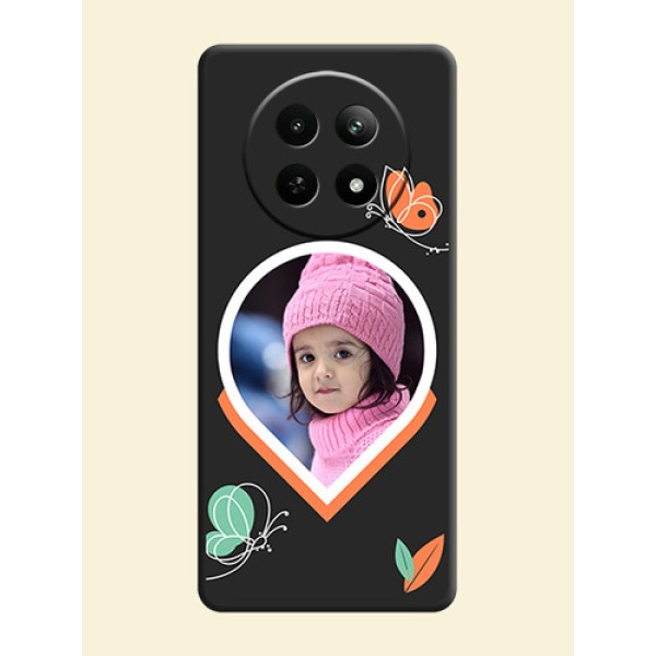 Upload Pic With Simple Butterly Design On Space Black Custom Soft Matte Mobile Back Cover - Realme 13 5G Upload Pic With Simple Butterly Design On Space Black Custom Soft Matte Mobile Back Cover - Realme 13 5G