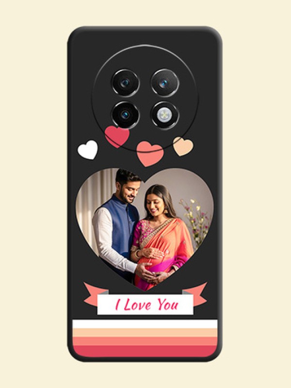 Love Shaped Photo with Colorful Stripes On Space Black Custom Soft Matte Mobile Back Cover - Realme 13 Plus 5G