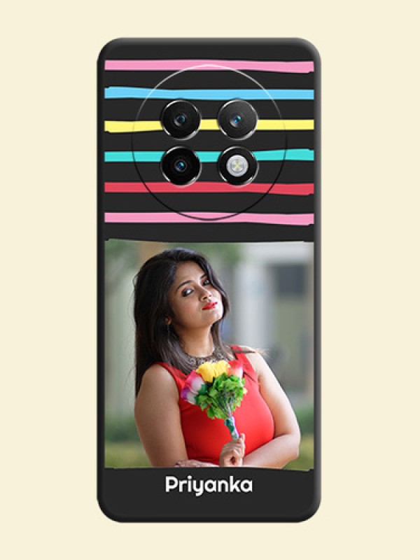 Multicolor Lines with Image On Space Black Custom Soft Matte Mobile Back Cover - Realme 13 Plus 5G