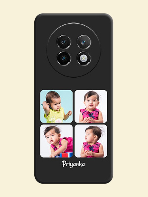 Floral Art with 6 Image Holder on Photo On Space Black Custom Soft Matte Mobile Back Cover - Realme 13 Plus 5G