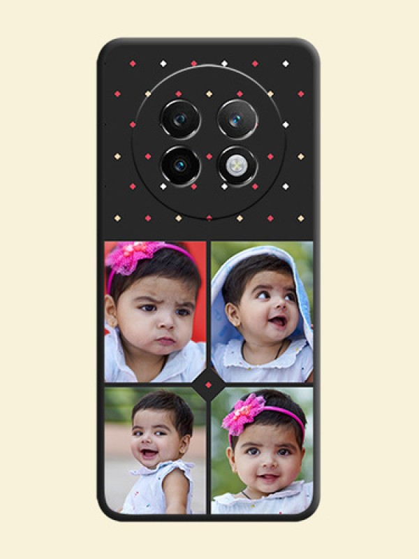 Multicolor Dotted Pattern with 4 Image Holder On Space Black Custom Soft Matte Mobile Back Cover - Realme 13 Plus 5G
