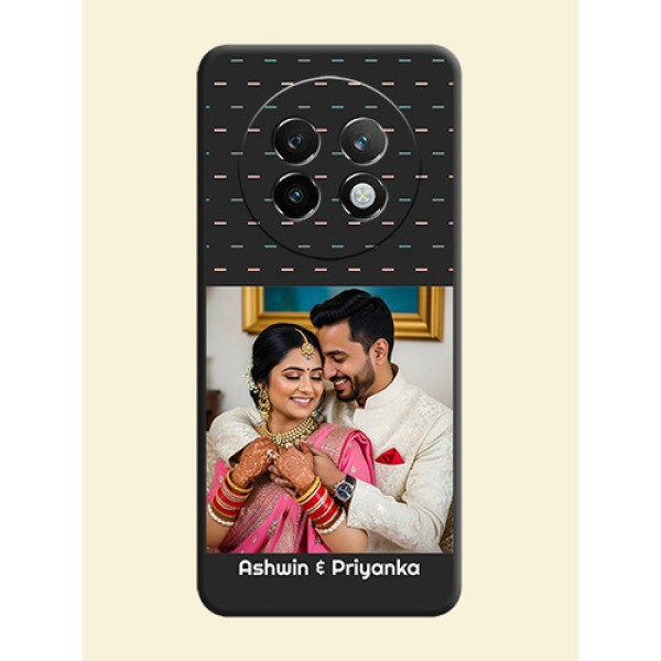 Line Pattern Design with Text On Space Black Custom Soft Matte Mobile Back Cover - Realme 13 Plus 5G
