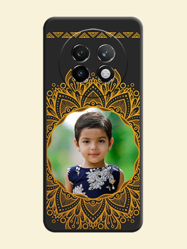 Round Image with Floral Design On Space Black Custom Soft Matte Mobile Back Cover - Realme 13 Plus 5G