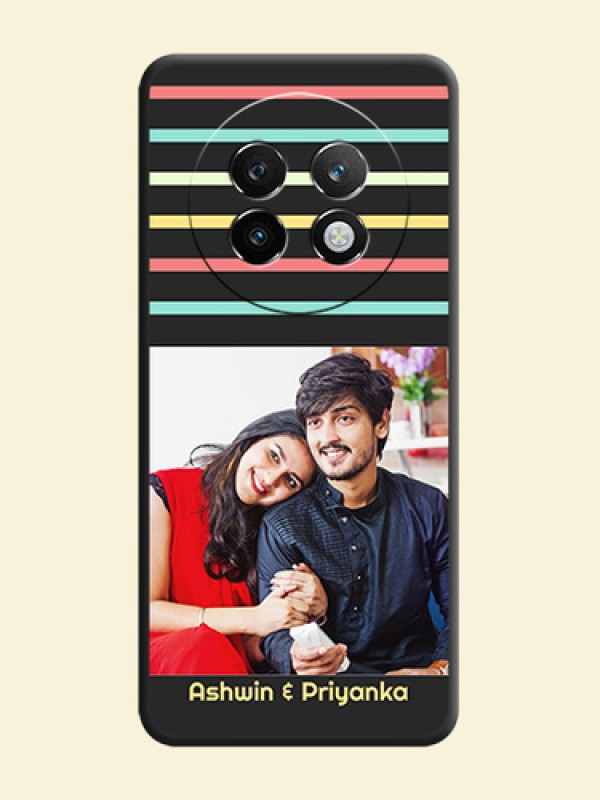 Color Stripes with Photo and Text on Photo On Space Black Custom Soft Matte Mobile Back Cover - Realme 13 Plus 5G